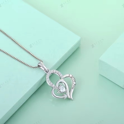 YASVITTI Ti amo Colletto di collare di cuore Multicolore Cuore Cubico Zirconia Luxury Argento 925 Colletto di cuore Gioielli