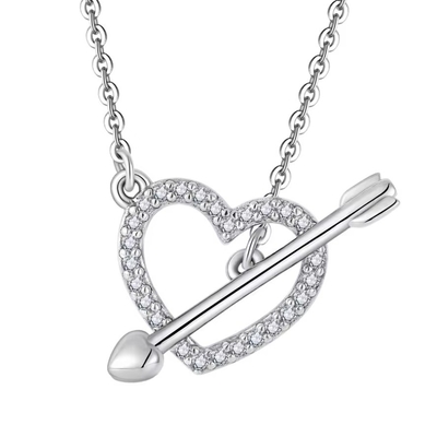 YASVITTI 925 Sterling Silver Collare femminile 'Una freccia attraverso il cuore' Zircon Stone regalo di festa di San Valentino