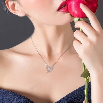 YASVITTI 925 Sterling Silver Collare femminile 'Una freccia attraverso il cuore' Zircon Stone regalo di festa di San Valentino