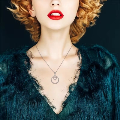 YASVITTI Giorno di San Valentino Regalo 925 Sterling Collare d'argento Rotondo CZ Platino Placcato Collante di Cuore Di Moda Collare Di Gioielli