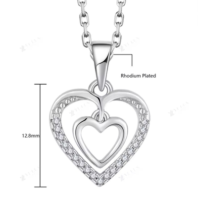 YASVITTI 925 Sterling Silver Double Hollow CZ Pietra Diamante Gioielli personalizzati Mini Grande Mini Collare a forma di Cuore