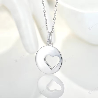 YASVITTI Romantic 925 Sterling Silver Necklace Rodium Plated Coin Hollow Love Heart Pendant Necklace per San Valentino
