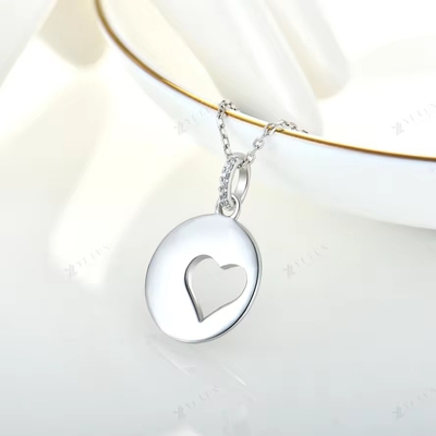 YASVITTI Romantic 925 Sterling Silver Necklace Rodium Plated Coin Hollow Love Heart Pendant Necklace per San Valentino