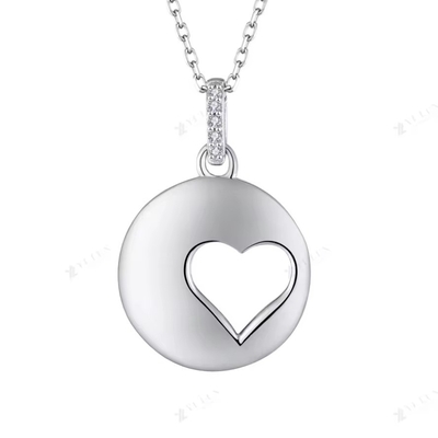 YASVITTI Romantic 925 Sterling Silver Necklace Rodium Plated Coin Hollow Love Heart Pendant Necklace per San Valentino