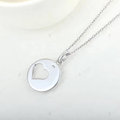 YASVITTI Romantic 925 Sterling Silver Necklace Rodium Plated Coin Hollow Love Heart Pendant Necklace per San Valentino