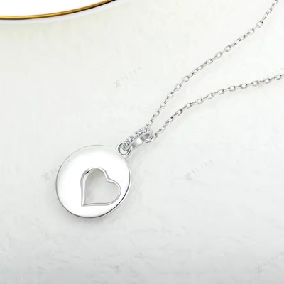 YASVITTI Romantic 925 Sterling Silver Necklace Rodium Plated Coin Hollow Love Heart Pendant Necklace per San Valentino