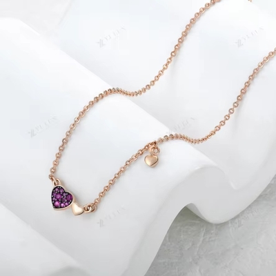 YASVITTI Giorno di San Valentino Gioielli Regalo 925 Sterling Collare d'Argento Gemstone Diamante Rosa Collare di Cuore Dorato