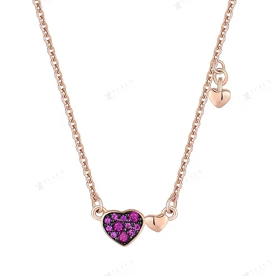 YASVITTI Giorno di San Valentino Gioielli Regalo 925 Sterling Collare d'Argento Gemstone Diamante Rosa Collare di Cuore Dorato