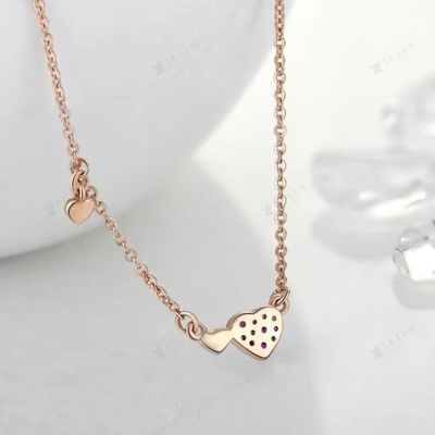 YASVITTI Giorno di San Valentino Gioielli Regalo 925 Sterling Collare d'Argento Gemstone Diamante Rosa Collare di Cuore Dorato