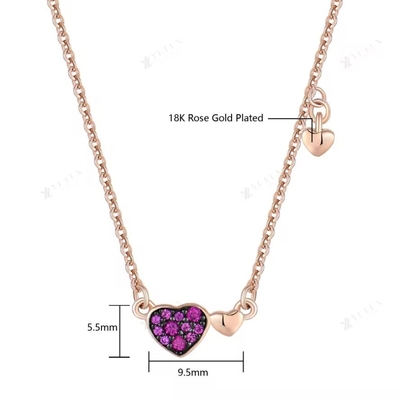 YASVITTI Giorno di San Valentino Gioielli Regalo 925 Sterling Collare d'Argento Gemstone Diamante Rosa Collare di Cuore Dorato