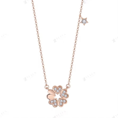 YASVITTI 925 Collare d'argento sterling per donne Star Charms Gioielli sottili Forma di fiore 14K Collare di cuore dorato rosa