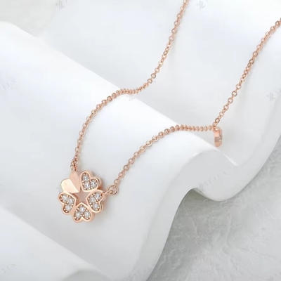 YASVITTI 925 Collare d'argento sterling per donne Star Charms Gioielli sottili Forma di fiore 14K Collare di cuore dorato rosa