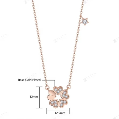 YASVITTI 925 Collare d'argento sterling per donne Star Charms Gioielli sottili Forma di fiore 14K Collare di cuore dorato rosa