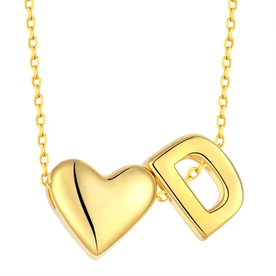 YASVITTI Personalized 925 Sterling Silver Heart Initial Necklace 18K Gold Plated Luxury Letter Heart Necklace per ragazze