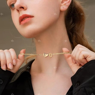 YASVITTI Personalized 925 Sterling Silver Heart Initial Necklace 18K Gold Plated Luxury Letter Heart Necklace per ragazze