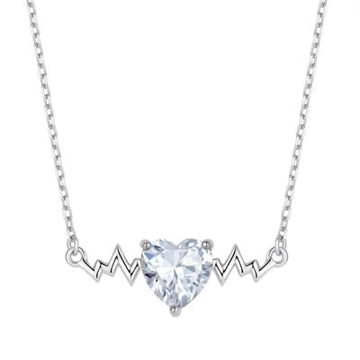 YASVITTI 925 Sterling Silver Heartbeat Necklace Heart Shape 8A Cubic Zircon Gioielli di donna per regali