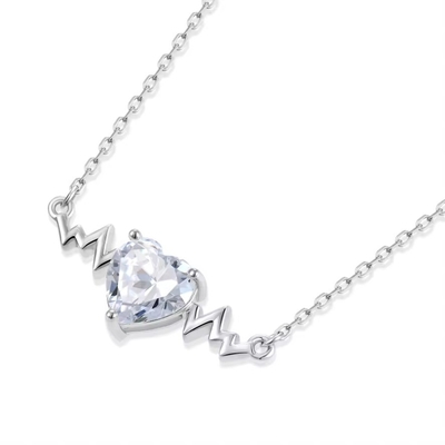 YASVITTI 925 Sterling Silver Heartbeat Necklace Heart Shape 8A Cubic Zircon Gioielli di donna per regali