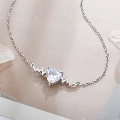 YASVITTI 925 Sterling Silver Heartbeat Necklace Heart Shape 8A Cubic Zircon Gioielli di donna per regali
