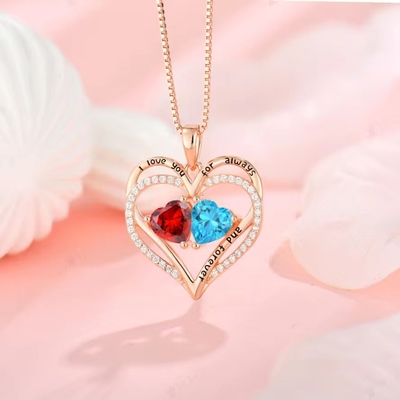 YASVITTI 925 Sterling Silver Eternal Love Heart Pendant Collare Personalizzato Rosso Dorato Cristalli Placcati Collare CZ