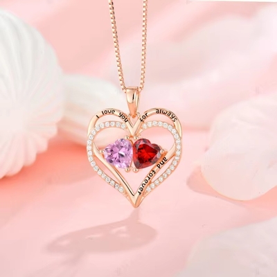 YASVITTI 925 Sterling Silver Eternal Love Heart Pendant Collare Personalizzato Rosso Dorato Cristalli Placcati Collare CZ