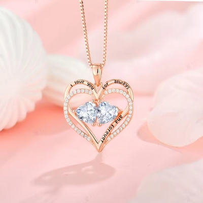 YASVITTI 925 Sterling Silver Eternal Love Heart Pendant Collare Personalizzato Rosso Dorato Cristalli Placcati Collare CZ