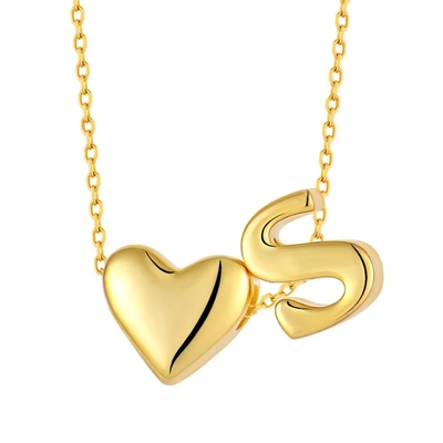 YASVITTI Gioielli iniziali personalizzati Letta d'amore d'oro S Pendente 925 Sterling Cuore d'argento Pendente iniziale per donne