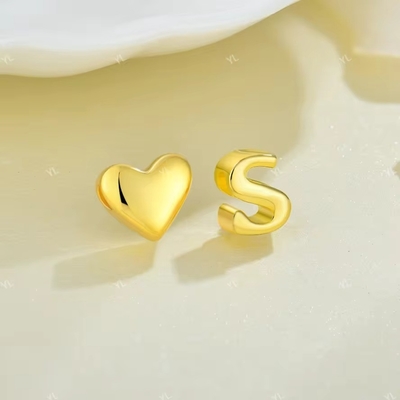 YASVITTI Gioielli iniziali personalizzati Letta d'amore d'oro S Pendente 925 Sterling Cuore d'argento Pendente iniziale per donne