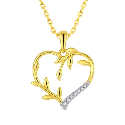 YASVITTI Custom 18K Gold Plating Heart Leaf Pendant Necklace 925 Silver Fine Jewelry