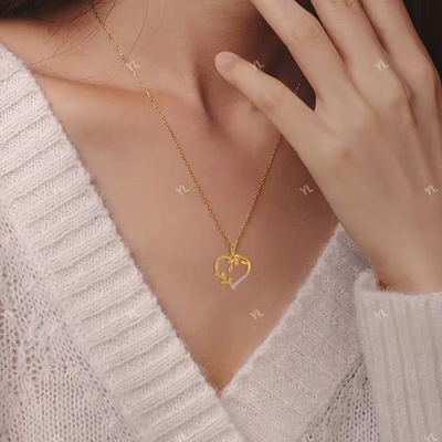 YASVITTI Custom 18K Gold Plating Heart Leaf Pendant Necklace 925 Silver Fine Jewelry