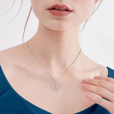 YASVITTI Heart Cat Necklace 925 Sterling Silver Cubic Zirconia Platinum Plated Cat Necklace Gioielli Fabbrica all'ingrosso