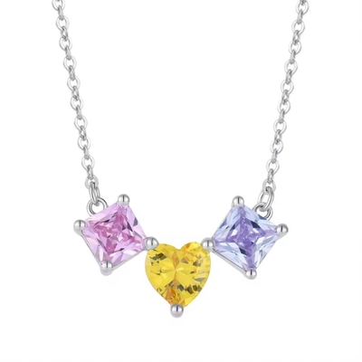YASVITTI 925 Sterling Silver Multicolor Circonia in forma di cuore Pendente Collare Rodium Rivestito Gioielli all'ingrosso