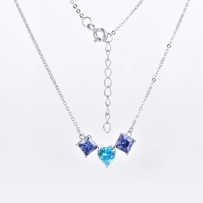 YASVITTI 925 Sterling Silver Multicolor Circonia in forma di cuore Pendente Collare Rodium Rivestito Gioielli all'ingrosso