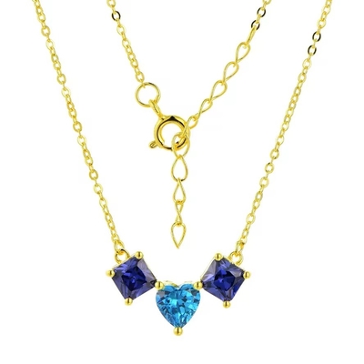 YASVITTI 925 Sterling Silver Multicolor Circonia in forma di cuore Pendente Collare Rodium Rivestito Gioielli all'ingrosso