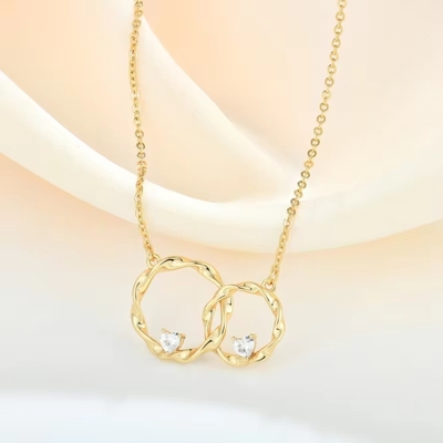 YASVITTI 14K Oro giallo Placcato Interlocking Circolo Cuore Cubo Zirconia Pendente Colletto 925 Sterling Gioielli d'argento