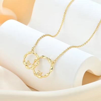 YASVITTI 14K Oro giallo Placcato Interlocking Circolo Cuore Cubo Zirconia Pendente Colletto 925 Sterling Gioielli d'argento