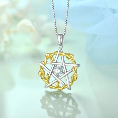 YASVITTI 925 Sterling Silver Pentagram Star Heart Pendant Necklace Set Cubic Zirconia e Rose Gold Plate Wholesale