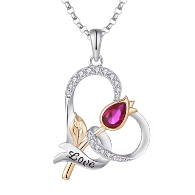 YASVITTI Custom Sterling Silver 925 Heart Rose Flower Necklace Classic Rose Gold Plated Bridesmaid Fabbrica all'ingrosso