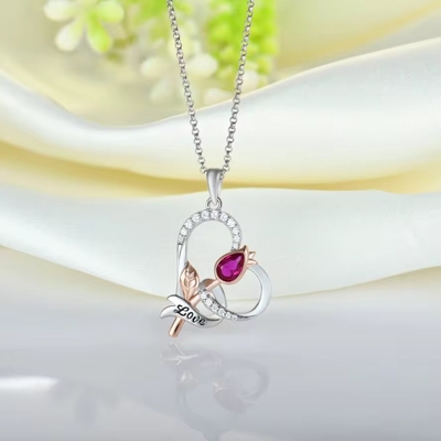 YASVITTI Custom Sterling Silver 925 Heart Rose Flower Necklace Classic Rose Gold Plated Bridesmaid Fabbrica all'ingrosso