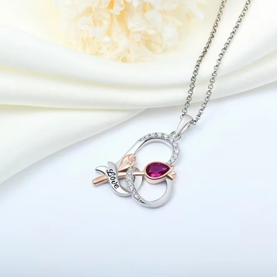 YASVITTI Custom Sterling Silver 925 Heart Rose Flower Necklace Classic Rose Gold Plated Bridesmaid Fabbrica all'ingrosso