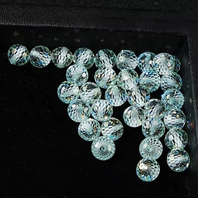 Materiale di gemma laboratorio sintetico creato perle di moissanite blu rotonde per la produzione di gioielli