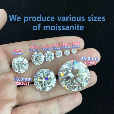 5mm-20mm VVS1 Bianco rotondo tagliato all'aria libera Moissanite Pietra Trattata a calore per orecchini