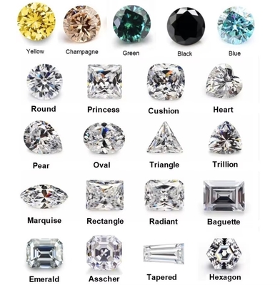 Princess Green Yellow Pink Moissanite Stone VVS Loose Cushion Mosanita Diamante rosso oro Moissanite anelli di fidanzamento