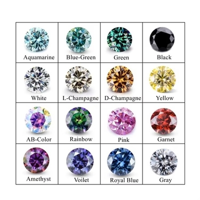 Al dettaglio GRA Moissanite Grigio Rosa Giallo Champagne Blu Verde Rotondo Moissanite a taglio libero diamante per la produzione di gioielli