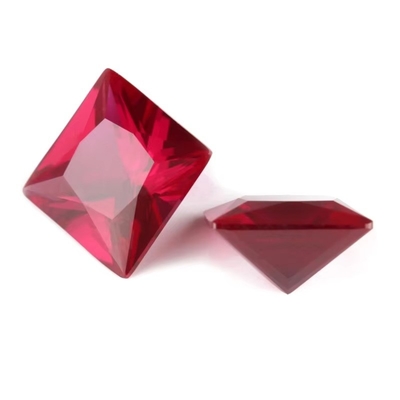Princess Square Cut Rubino sintetico 5# Corindone Pietra preziosa Moissanite per anelli di fidanzamento
