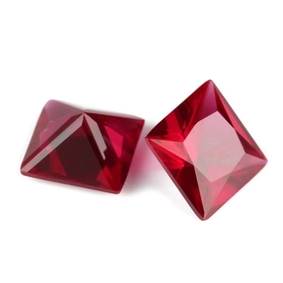 Princess Square Cut Rubino sintetico 5# Corindone Pietra preziosa Moissanite per anelli di fidanzamento