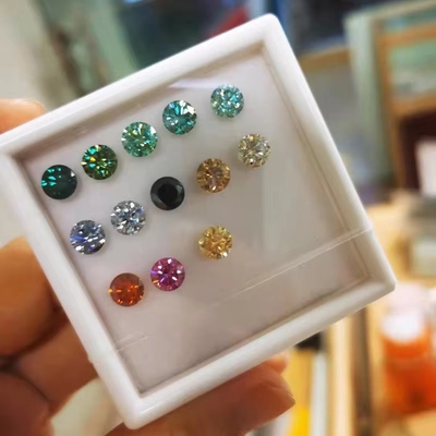 Certificato GRA 1ct Round Cut 6.5mm VVS1 Loose Moissanite Diamante in Bianco Rosa Giallo Champagne Blu Verde per Gioielli