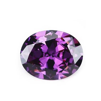 8x6mm Gemma libera Taglio a macchina europeo Ametista Colore Forma ovale Circonia cubica sintetica Nera