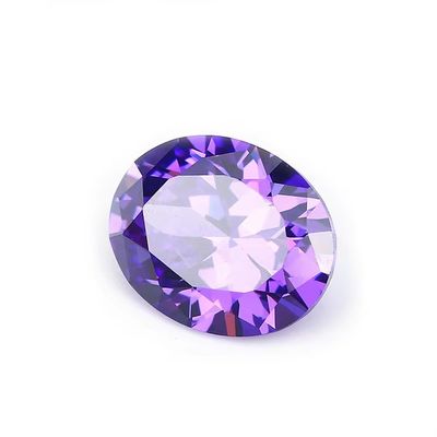 8x6mm Gemma libera Taglio a macchina europeo Ametista Colore Forma ovale Circonia cubica sintetica Nera