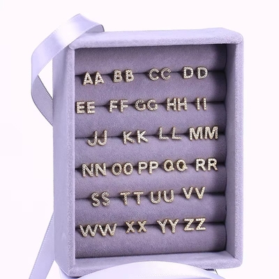 Moda Sterling Silver A-z Alfabeto orecchini 18k oro placcato 925 Silver Letter Stud orecchini