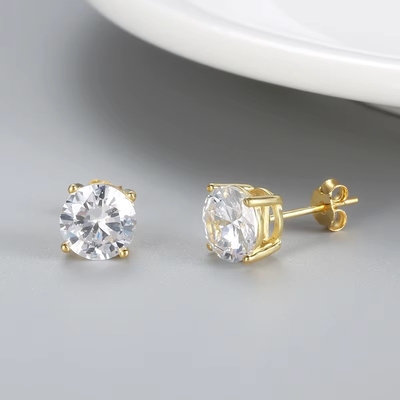Orecchini di moda coreana Gioielli 925 Sterling Silver Classic Orecchini mono diamanti 2-10mm Zirconia Stud Orecchini Per Donne